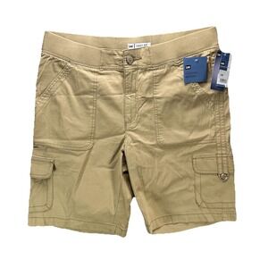 Lee Comfort Fit Cargo Utility Bermuda Shorts Womens 14 Khaki Stretch Pockets NWT